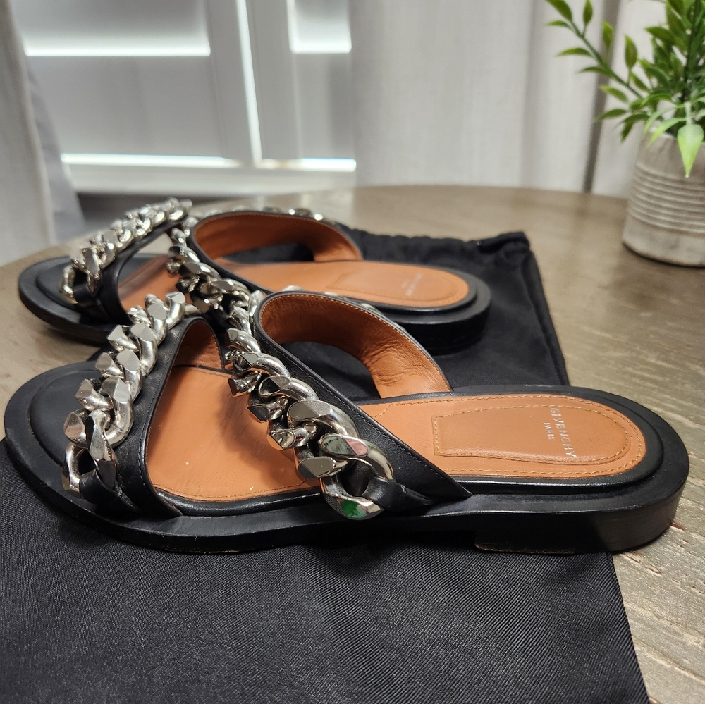 Givenchy Black and Silver Chain Sandals - Picture 4 of 11
